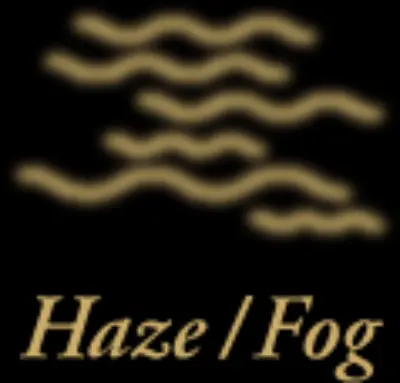Symbol representing haze or fog with wavy lines and text.