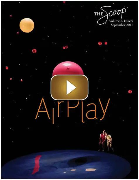 Poster for the film "Airplay" featuring a red dome and astronauts on a planet.