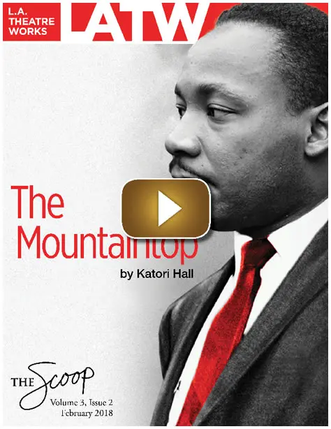 Cover of 'The Mountaintop' featuring a black-and-white profile photo of Martin Luther King Jr.