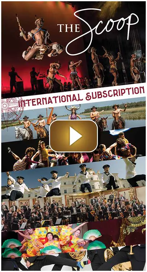 A collage of theatrical scenes with "International Subscription" banner.