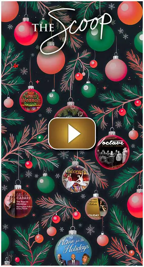 Christmas tree decorated with various festive ornaments.