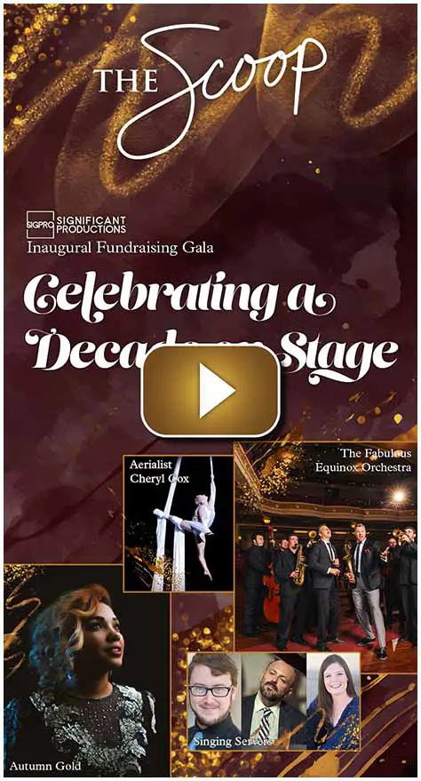 Event poster for a gala celebrating a decade of stage performances.