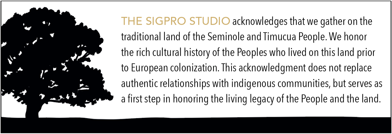 A text excerpt acknowledging indigenous land and history.