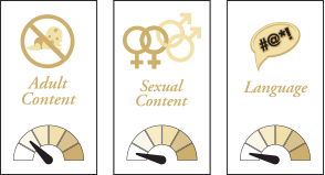 Sexual content warning with gender symbols and a content meter.