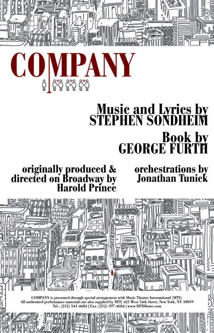 Theatrical poster reading COMPANY with city sketch