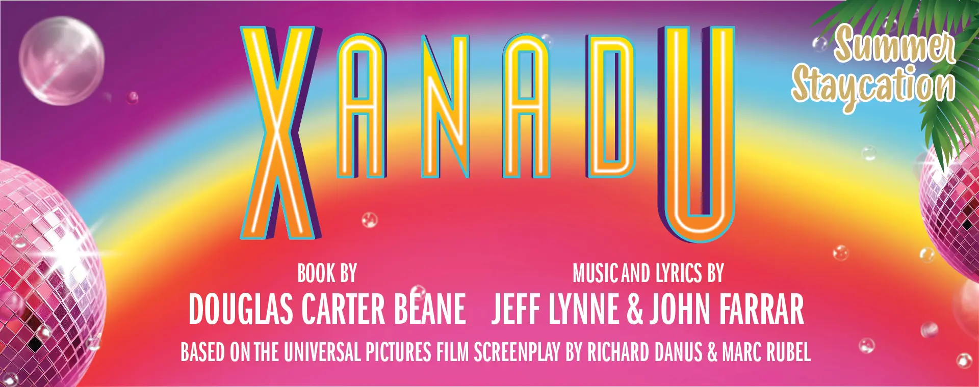 Colorful Xanadu poster with disco balls