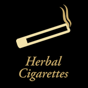 Logo of herbal cigarettes with a smoking cigarette illustration.